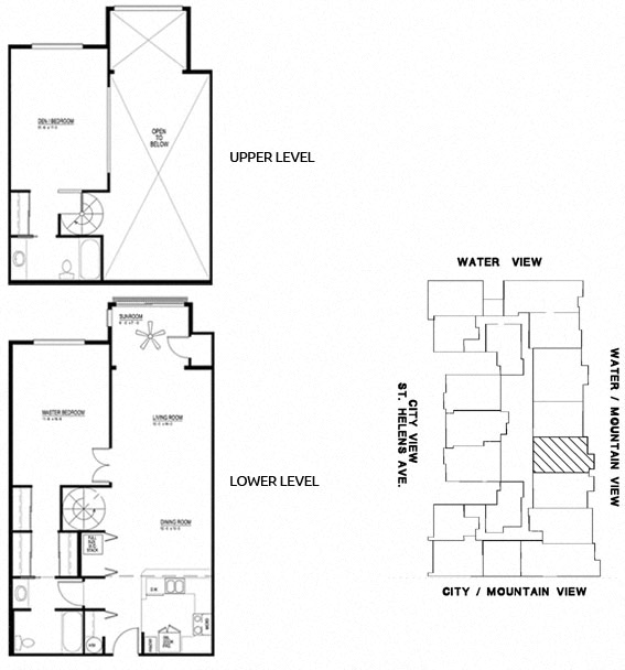 Floor plan for 2 beds, 2 baths, 1240 sqft